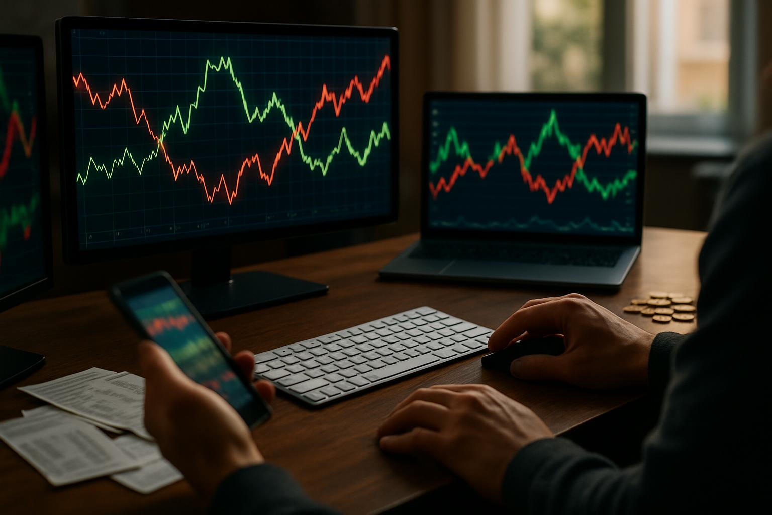 Hands hover over betting setup with fluctuating odds and hype influence